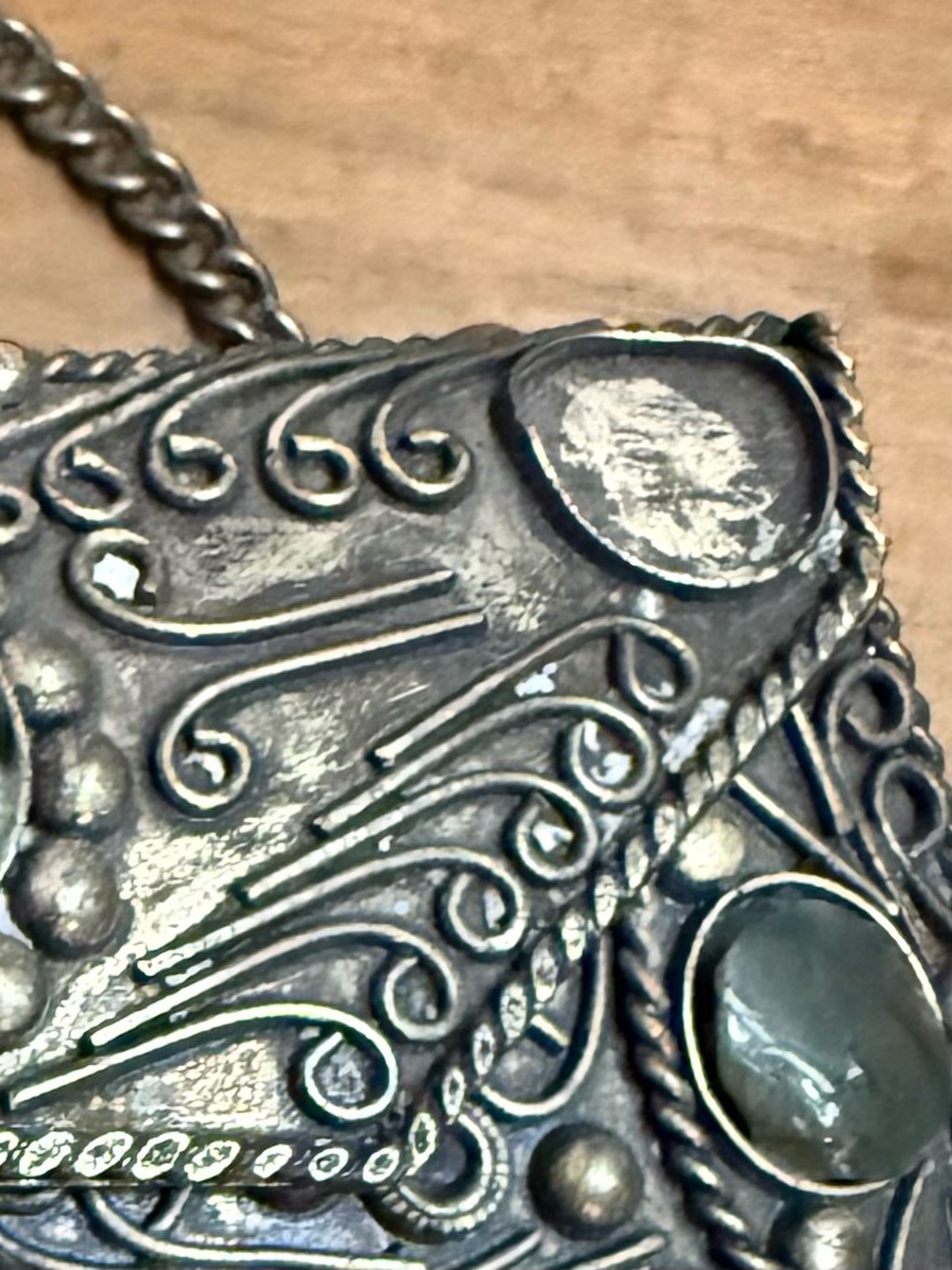 Vintage Indian Artisan Gemstone Metal Box Purse Filigree Crossbody Sajai - Picture 15 of 16